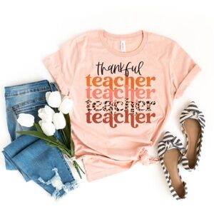 Thankful Teacher Shirt - Peach